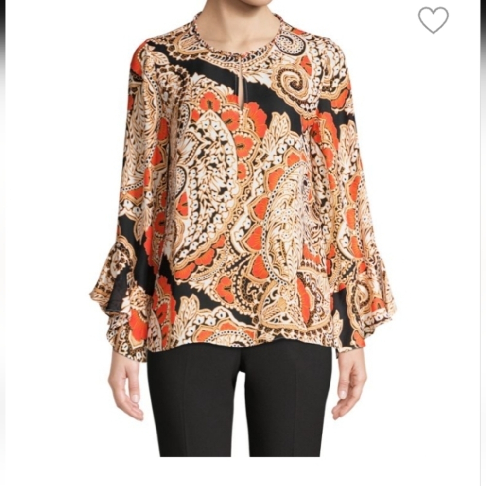 KOBI HALPERIN Kayla Silk-Blend Boho Paisely Blouse Size M and L